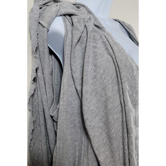 B.L.E.U. Gray Heathered Faux Button Up Layered Top 1X Plus Lightweight Flowy - Picture 3 of 6